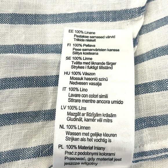 Barbour Marine Shirt Relaxed Fit Blue Stripe Linen Button-up Size 14 - Picture 8 of 9